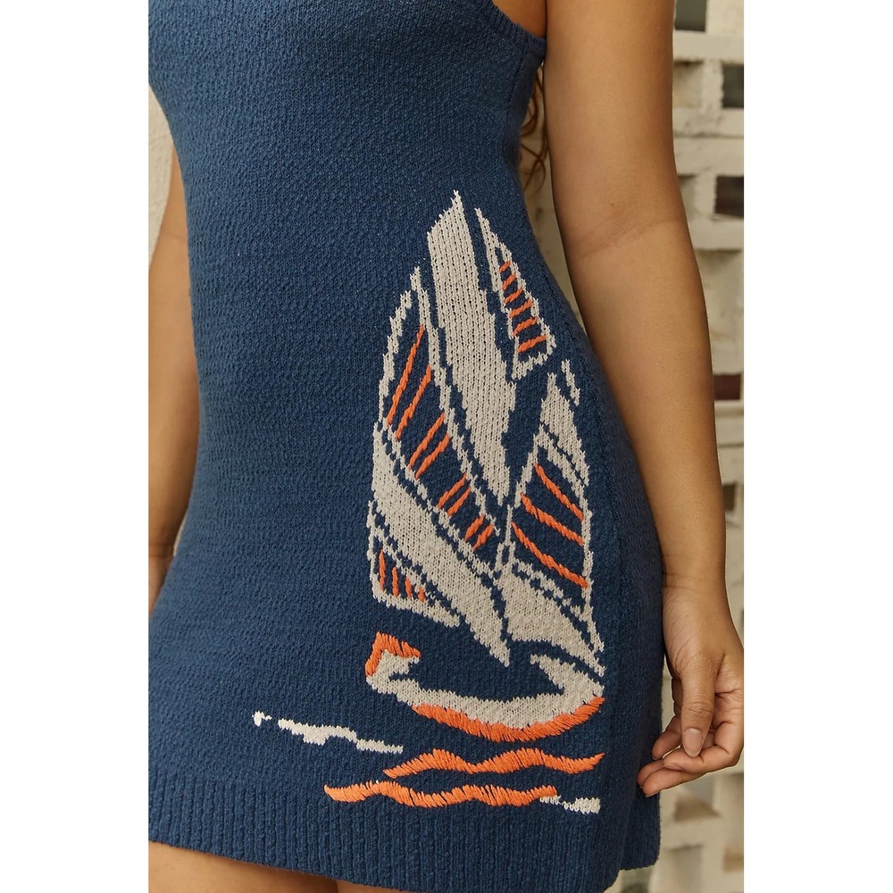 Anthropologie Sleeveless Scoop Neck Icon Mini Sweater Dress XL Knit Sailboat - Picture 3 of 13